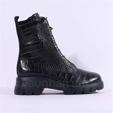 Paul Green Hidden Bungee Lace Boot - Black Croc